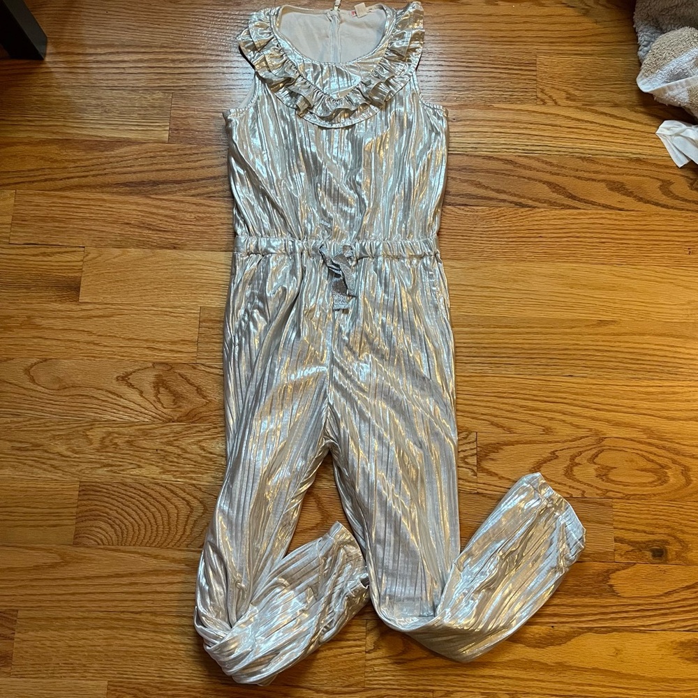 Crewcuts gold lame metallic jumpsuit romper size 12